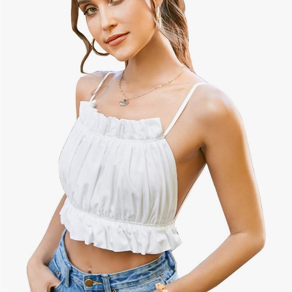 Backless White Ruffle Top